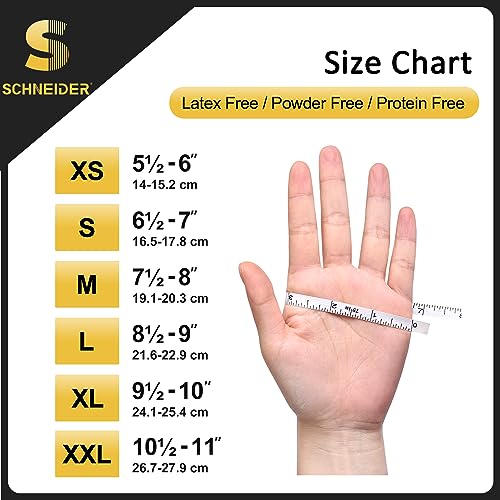 Schneider Nitrile Exam Gloves, Black, Large, Box of 100, Disposable Nitrile Gloves, Latex Free, Powder Free, Food Safe, Non-Sterile - for Medical, Schneider