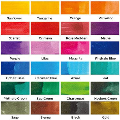 Mont Marte Drawing Ink Colors Signature 24pc x 0.24 US fl.oz (7ml), Art Set Includes Vibrant Ink Colors, for Illustration, Calligraphy, Scrapbooking. - WoodArtSupply