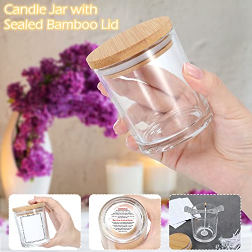 12 Pack Glass Candle Jars-10 OZ Frosted Empty Candle Jars with Bamboo Lids