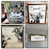 Farmhouse Stencils, Reusable Cow Pig Farm Stencils Wood Burning Country Farm Animal Paint Stencils for Painting on Wood DIY Craft Furniture Wall Sign Huahui