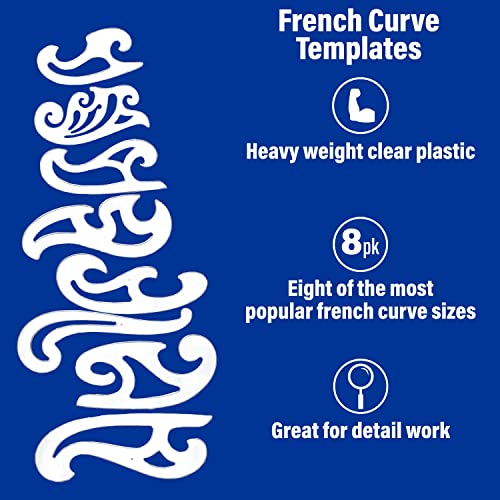 Westcott French Curve Template, Set of 8 (FC-8) - WoodArtSupply