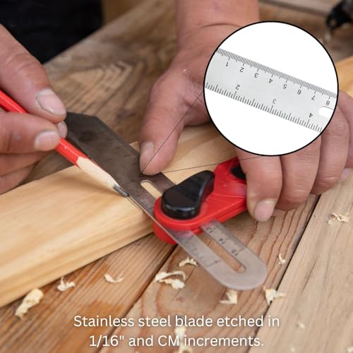 Kapro - 301 T-Bevel - Stainless Steel Blade - Features Vial, Trim Gauge, 15°, 30°, 45°, 60° & 75° Angle Markings, and Dual Directional Printed Scale KAPRO