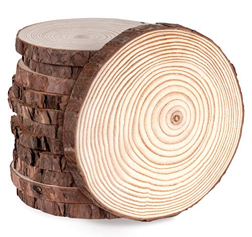 Lemonfilter Natural Wood Slices 12 Pcs 4.7-5.1 Inches Craft Wood Kit Wooden Circles Unfinished Log Wooden Rounds for Arts Crafts Wedding Christmas - WoodArtSupply