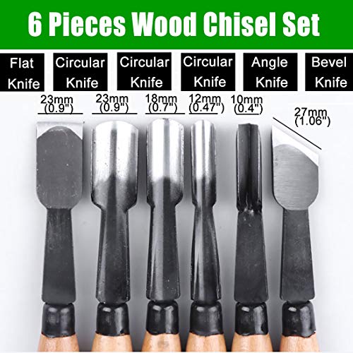 SUNREEK 6 Pieces Professional Wood Carving Chisel Set Woodworking Tools for Wood Carving and Woodwork SUNREEK