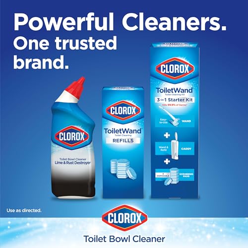 Clorox Toilet Bowl Cleaner Lime & Rust Destroyer, Automatic Toilet Bowl Cleaner, Healthcare Cleaning and Industrial Cleaning, 24 Ounces (Packaging Clorox