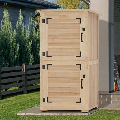 MCombo 30" Deep Wood Sheds & Outdoor Storage, Outside Garden Tool Cabinet Shed with Removable Shelf, Outdoor Storage Cabinet Shed Waterproof for - WoodArtSupply