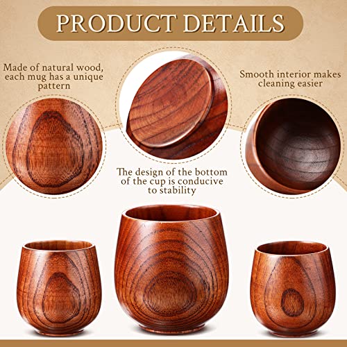 Gerrii 10 Pieces Wooden Tea Cup Wooden Coffee Mug Water Japanese Tea Cup Solid Wood Drinking Cup Teacup Glass for Wine, Beer, Milk, Hot Drinks, 6 oz - WoodArtSupply