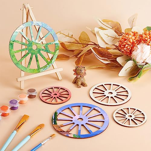 OLYCRAFT 12pcs 3Sizes Unfinished Wood Wheel Blank Wood Slices Train Car Wheel Wooden Pieces Unfinished Blank Slices Natural Wood Cutouts for DIY OLYCRAFT