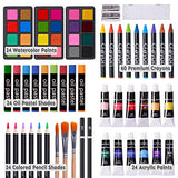 175 Piece Deluxe Art Set with 2 Drawing Pads, Acrylic Paints, Crayons, Colored Pencils Set in Wooden Case, Professional Art Kit, for Adults, Teens Color More