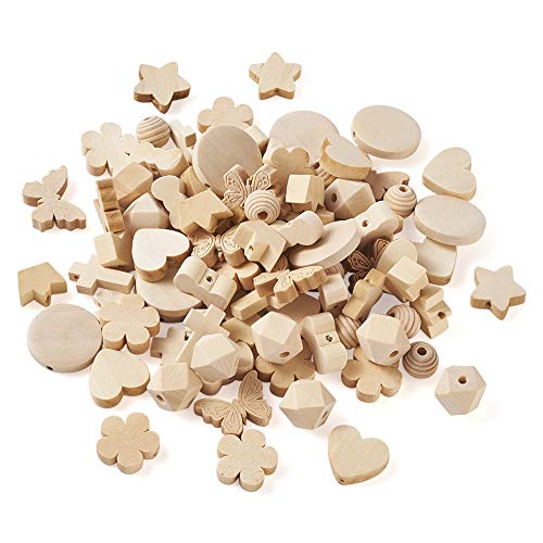 Elecrelive 100pcs/box Assorted Natural Wood Spacer Beads 10 Styles Unfinished Wooden Loose Beads for Arts Crafts DIY Jewelry Making Hole:1.5-3mm - WoodArtSupply