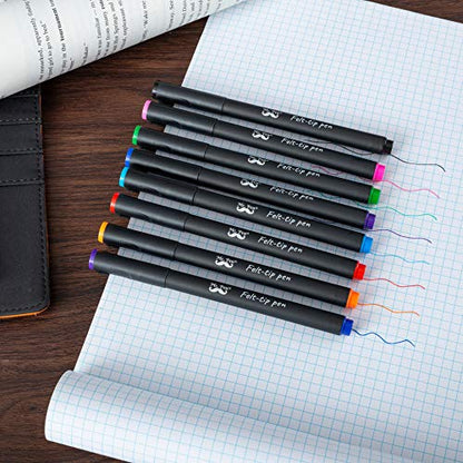 Mr. Pen- Felt Tip Pens, Pens Fine Point, Pack of 8, Fast Dry, No Smear, Colored Pens, Journaling Pens, Felt Pens, Planner Markers, Planner Pens,