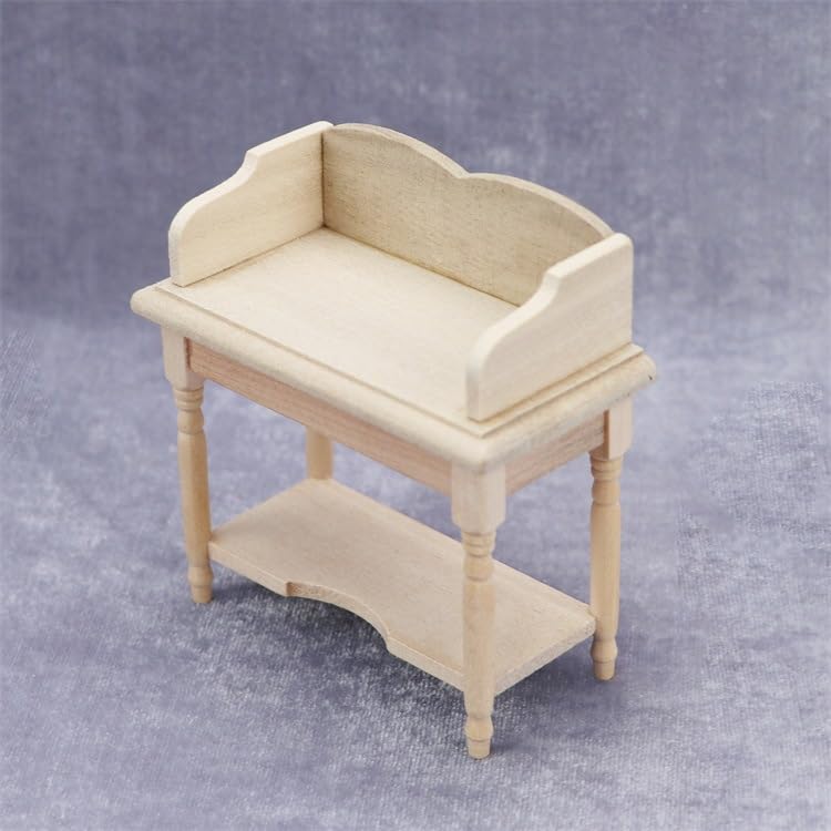 AirAds Dollhouse 1:12 Scale Dollhouse Miniature Furniture Side Stand Student Desk Unfinished Wood Air-Ads Supplies