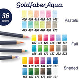 Faber-Castell Goldfaber Aqua Watercolor Pencils Gift Set - 36 Count, 12 Pastel and 24 Standard Colors, Water Coloring Pencils for Adults Faber-Castell