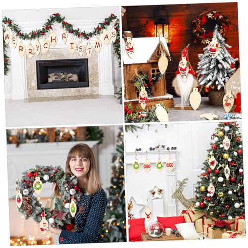 Yardenfun 1 Set Christmas Decoration Wood Christmas Light Bulb Christmas Crafts Wood Slices Wood Slice Ornaments Christmas Tree Baubles DIY Christmas Yardenfun