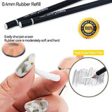 PANDAFLY Eraser Pencil Set - 6pc Eraser Pencils and 2pc Sharpener, Erasing Small Details or add Highlights for Sketching, Charcoal Drawings. Art PANDAFLY