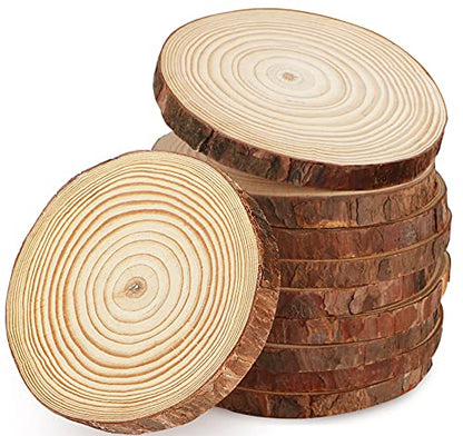 Binswloo 40 Pcs Natural Wood Slices Ornaments, 3.1-3.5 Inch Unfinished Craft Wooden Circles Round Wood Discs for Crafts Arts DIY Paintings Wedding