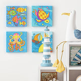 Arteza Kids Ocean Scenes Painting Kit, 4 Canvases, 8 x 8 in, 24 Acrylic Paints, 4 Paint Brushes, 4 Palettes, Kids Activities Ages 6 and Up Arteza Kids
