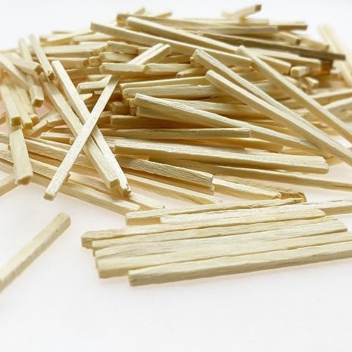 Cayway 300 Pieces Miniature Wood Sticks Wooden Dowels Unfinished Hardwood Strips Natural for DIY Crafts Model Making Production of Railing Cayway