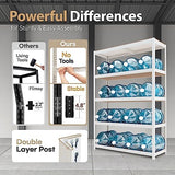 HOMEDANT House Z-Beam White 48" Wide Heavy Duty Garage Storage Shelving Adjustable 5-Tier Metal Shelves Laminated Organization Shelf Industrial HOMEDANT