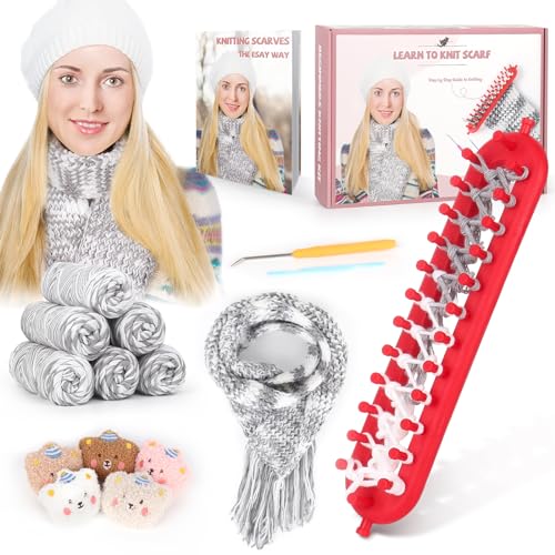 Coopay Loom Knitting Kit for Beginners Adult, Scarf Knitting Loom Set with Yarn & Instructions, DIY Long Knit Loom Quick Loom Knit Kit Easy to Use