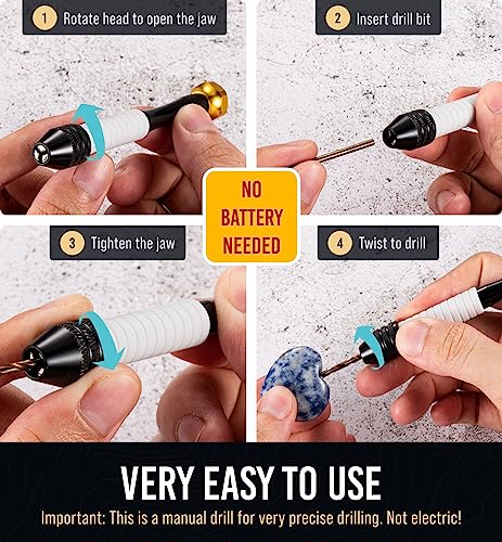 Pin Vise Small Hand Drill for Jewelry Making - Craft911 Manual Craft Drill Sharp HSS Micro Mini Twist Drill Bits Set for Resin, Rotary Tools for Craft911