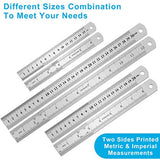 3PCS Stainless Steel Ruler, Metal Ruler Set (6 8 12 inch), Steel Ruler with Inch and Metric, Machinist Ruler, Metric Ruler, Imperial Ruler, for Yipinve