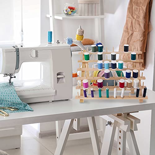 US Art Supply Premium Beechwood 60-Spool Sewing & Embroidery Thread Rack US Art Supply