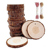 Unfinished Natural Wood Slices 20 Pcs 3.5-4 Inch Wood Coaster Sets Pieces Craft Wood kit Predrilled with Hole Wooden Circles Great for Arts and William Craft