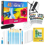 U.S. Art Supply 46-Piece Complete Artist Painting Set with Easel - 12 Acrylic & 12 Watercolor Paint Colors, Brushes, Canvas Panels, Watercolor Pad, U.S. Art Supply