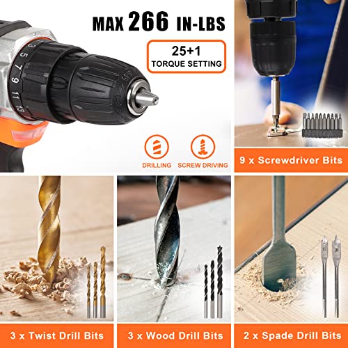 COMOWARE 16.8V Cordless Drill Set Combo Kit, 153 Pcs Tool Kit for Home, Professional Household Tool Sets for Men, Basic Tool Kit with Power Drill, COMOWARE