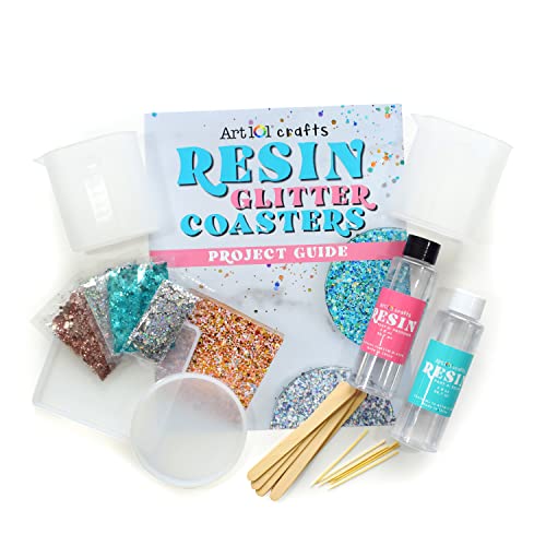 Art 101 Crafts Resin Glitter Coaster Kit, Assorted Colors, 6/Carton (40064) Art 101 USA