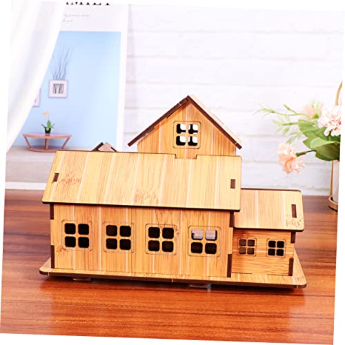 Vaguelly 2pcs DIY Wooden Ornament Mini House DIY Unfinished Wood Toy House DIY Woodcraft Construction Puzzle Craft Wood Wooden DIY House Model DIY Vaguelly