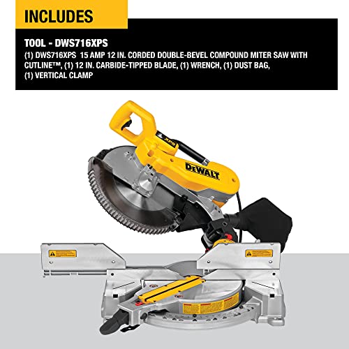 DEWALT Miter Saw, 12-Inch, Double Bevel, Compound, XPS Cutline, 15-Amp (DWS716XPS) - WoodArtSupply