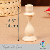 Handmade Wooden Candle Holder Set of 3 - DIY Unfinished Wood Crafts | Natural Wood Pillar Candle Holders 5.5" Tall AEVVV