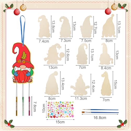 Fennoral 12 Pack Wind Chime Kit Winter Craft Kits for Kids Wooden Arts and Crafts for Girls Boys Make Your Own Fish Wind Chime Ornaments DIY