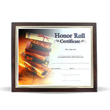SHOP AWARDS AND GIFTS 8.5 x 11 Certificate Frame Holder, Slide In Wall Plaque Display, 10-1/3 x 13 Inch Frame, Walnut with Gold Border SHOP AWARDS AND GIFTS