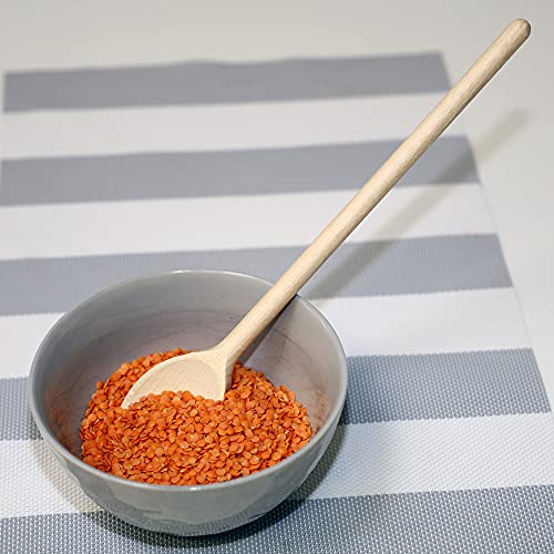 12 Inch Long Wooden Spoons for Cooking - Oval Wood Mixing Spoons for Baking, Cooking, Stirring - Sauce Spoons Made of Natural Beechwood - Set of 4 BICB