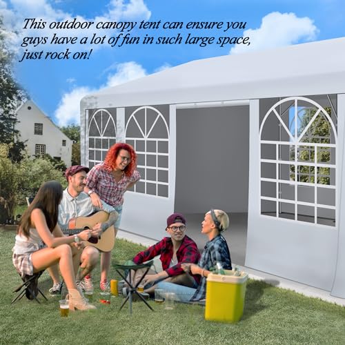 GARTOO 20' x 40' Heavy Duty Canopy Party Tent & Carport - Outdoor Wedding Gazebo with 4 Sand Bags, Event Shelter Canopy for Outdoor Event, Wedding, GARTOO