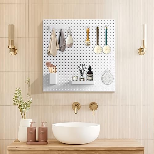 BETSO Metal Pegboard,Fits 1/8" Pegboard Hooks Metal Pegboard Wall Organizer for Craft Room Garage Kitchen,White (4pcs) - WoodArtSupply