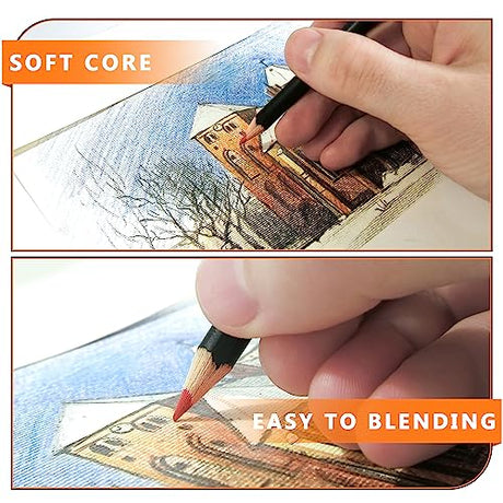 Drawdart Colored Pencils for Adult Coloring, 72-Color Professional Soft Core Drawing Sketching Shading Pencils Set with Zipper Case, Coloring Pencils Drawdart