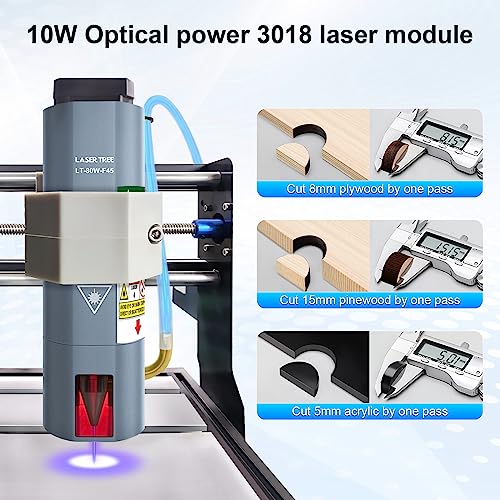 LASER TREE 80W Laser Module, 10W Optical Power Output Laser Engraving Module with Air Assist, Built-in FAC, Double Ultra-Fine Compressed Spot Laser LASER TREE