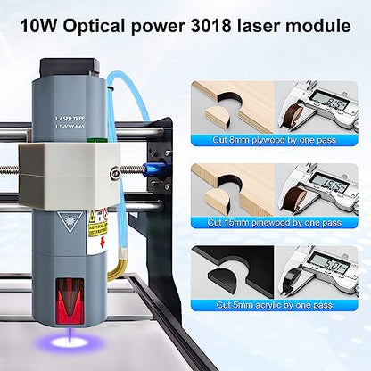 LASER TREE 80W Laser Module, 10W Optical Power Output Laser Engraving Module with Air Assist, Built-in FAC, Double Ultra-Fine Compressed Spot Laser - WoodArtSupply