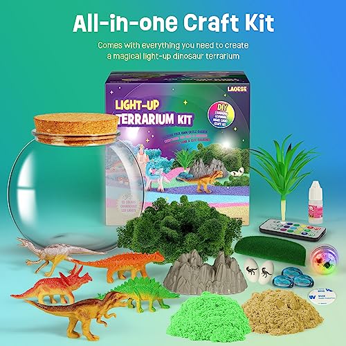 Dinosaur Gifts for Boys - Dinosaur Terrarium Kit for Kids - Birthday Gift for Boys Ages 4 5 6 7 8-12 Year Old - DIY Dinosaur Toys for Boys - Arts and LAOESE