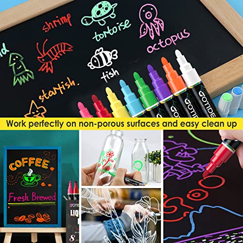 GOTIDEAL Liquid Chalk Markers, Bold Tip 8 Colors Washable Window Chalkboard Glass Pens, Paint and Drawing for Car, Blackboard, & Bistro,Kids and GOTIDEAL