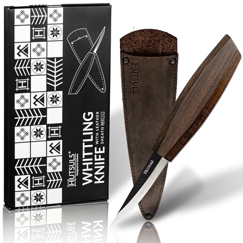 Hutsuls NX-1 Whittling Knife with Leather Sheath - The Carver's Choice, Exquisite Sloyd Knife Wood Carving, Master Craft Wood Carving Knife Hutsuls