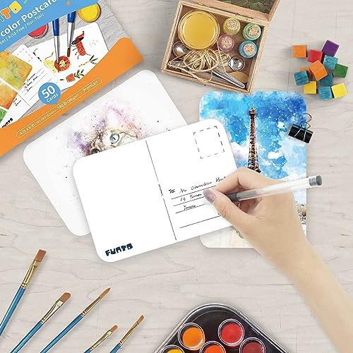 Funto Blank Watercolor Paper Postcards, 50 Cards, 4x6, 140lb/300gsm,  Blank Note for Watercolor Journal, Acid-Free Heavyweight Art Paper for  Thank