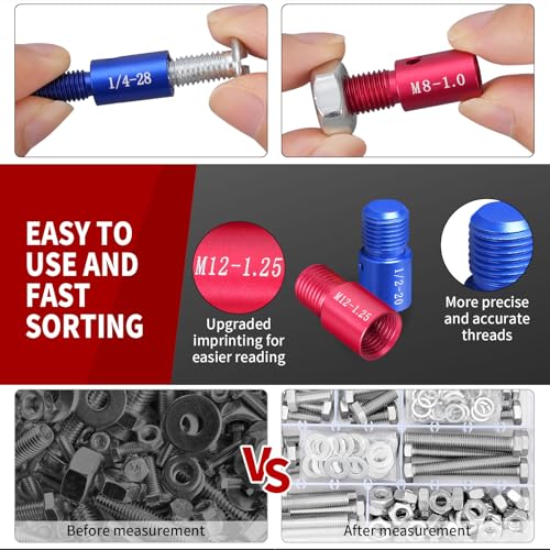EAWONGEE Nut and Bolt Thread Checker Detachable Nut and Bolt Size Gauge Thread Gauge Suitable for Detecting Fixed Bolts or Threaded Holes in Enclosed EAWONGEE
