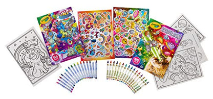 Crayola Uni-Creatures & Cosmic Cats Coloring Book Set - 2 Pack (96pgs), Animal Sticker Sheet, Metallic Crayons & Glitter Crayons - WoodArtSupply