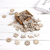 Abaodam 100pcs Wooden Embellishments Flower Butterfly Birds Shape Wooden Cutouts Wooden Scrapbooking DIY Handmade Crafts Table Confetti Rustic Wooden Abaodam