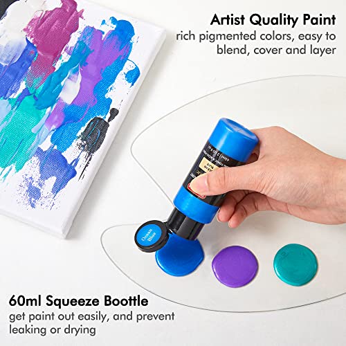 Shuttle Art 30 Colors Metallic Acrylic Paint, Artist Grade Metallic Paint in Bottles (60ml, 2oz), Rich Pigmented, High Viscosity, Non-Toxic for Shuttle Art
